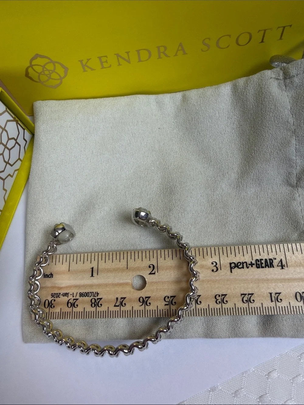 Kendra Scott Silver Open Chain Cuff with White Cabochons